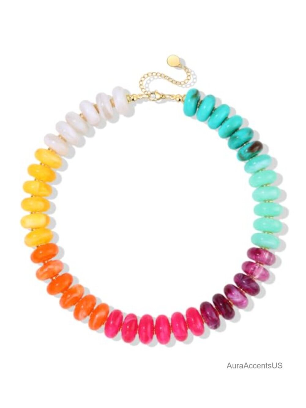 Chunky Beaded Necklace Statement Jewelry for Women Adjustable Acrylic